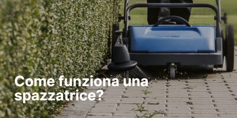 Spazzatrice a spinta Fimap su un vialetto